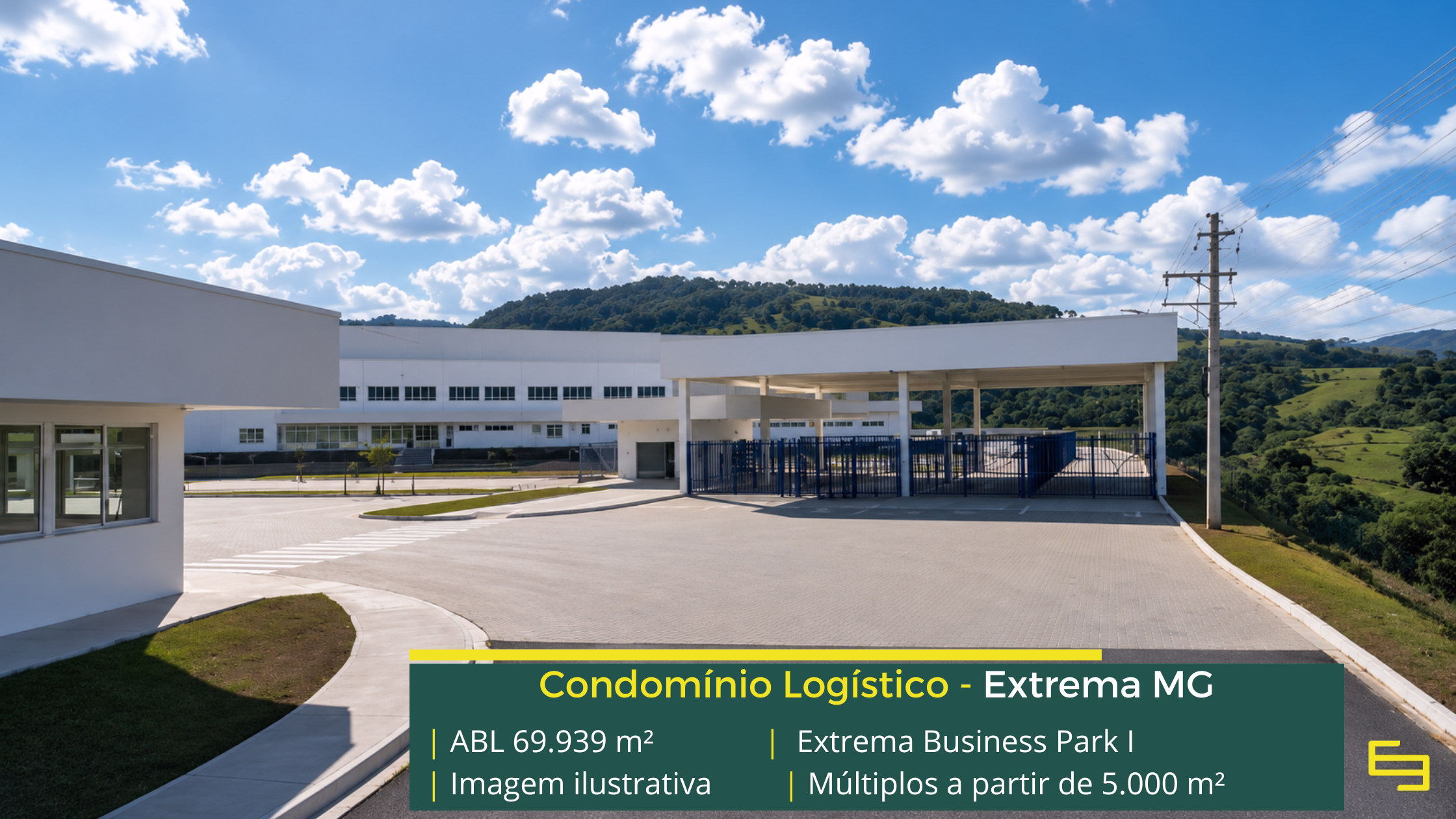 Galpão Extrema Business Park Bloco 1 em Extrema MG, com módulos a partir de 5.000 m², padrão AAA e piso de 6 t/m².