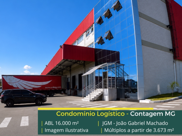 Alugar galpões em Contagem MG no Condomínio João Gabriel Machado com acesso à BR-040, BR-381 e infraestrutura para operações logísticas.