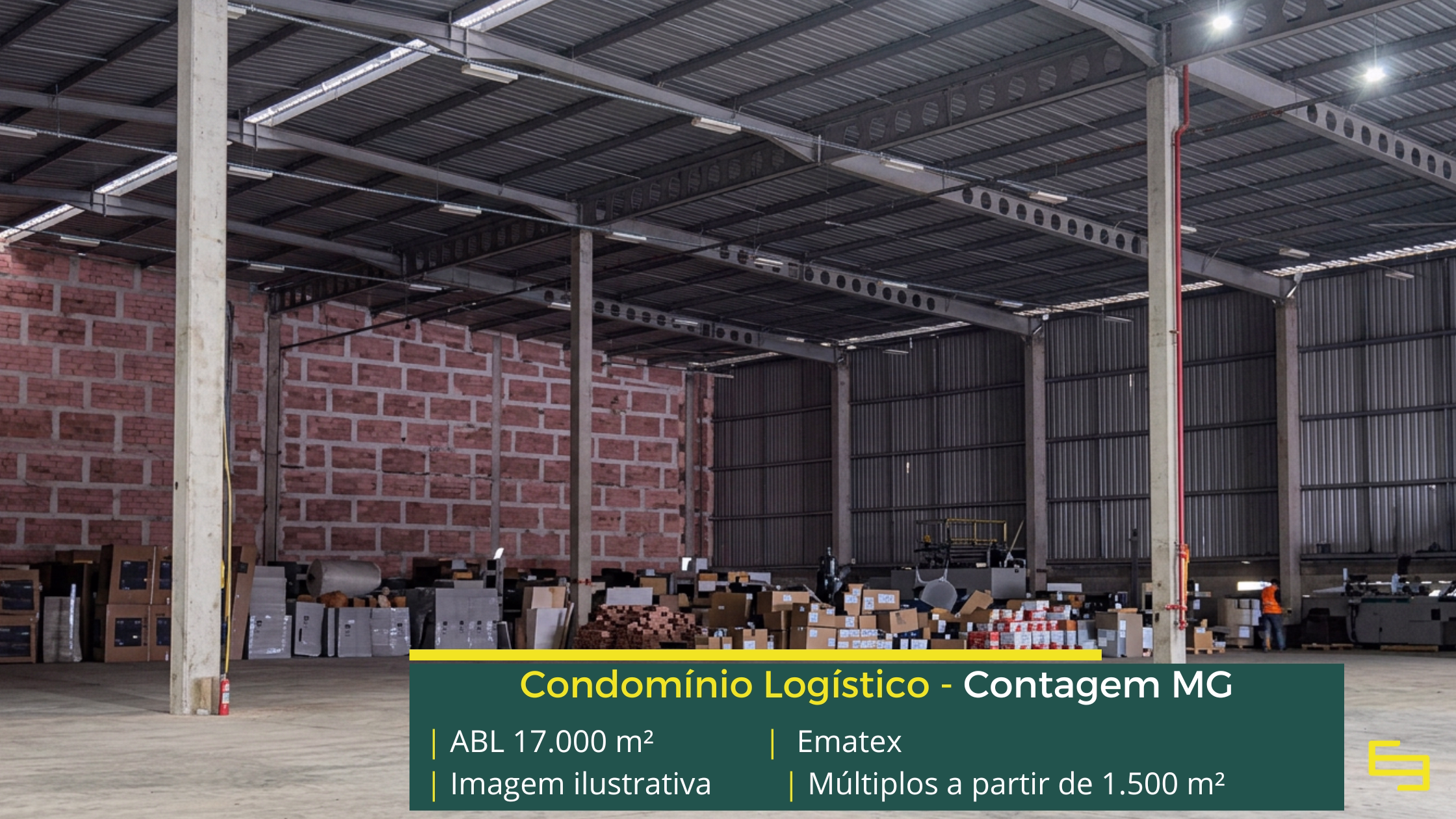 Locação de galpões em Contagem MG com módulos a partir de 1.500 m², docas, pé-direito de 12 m e localização estratégica.