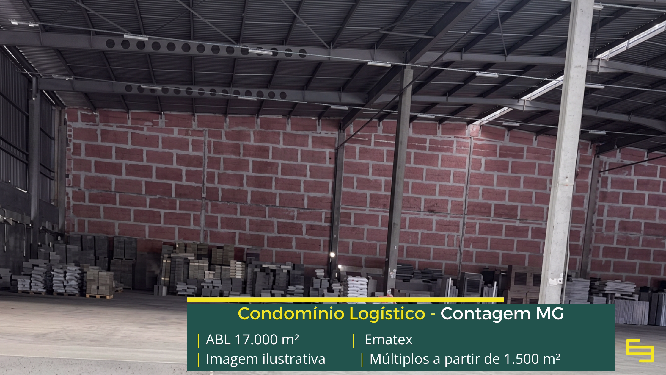 Locação de galpões em Contagem MG com módulos a partir de 1.500 m², docas, pé-direito de 12 m e localização estratégica.