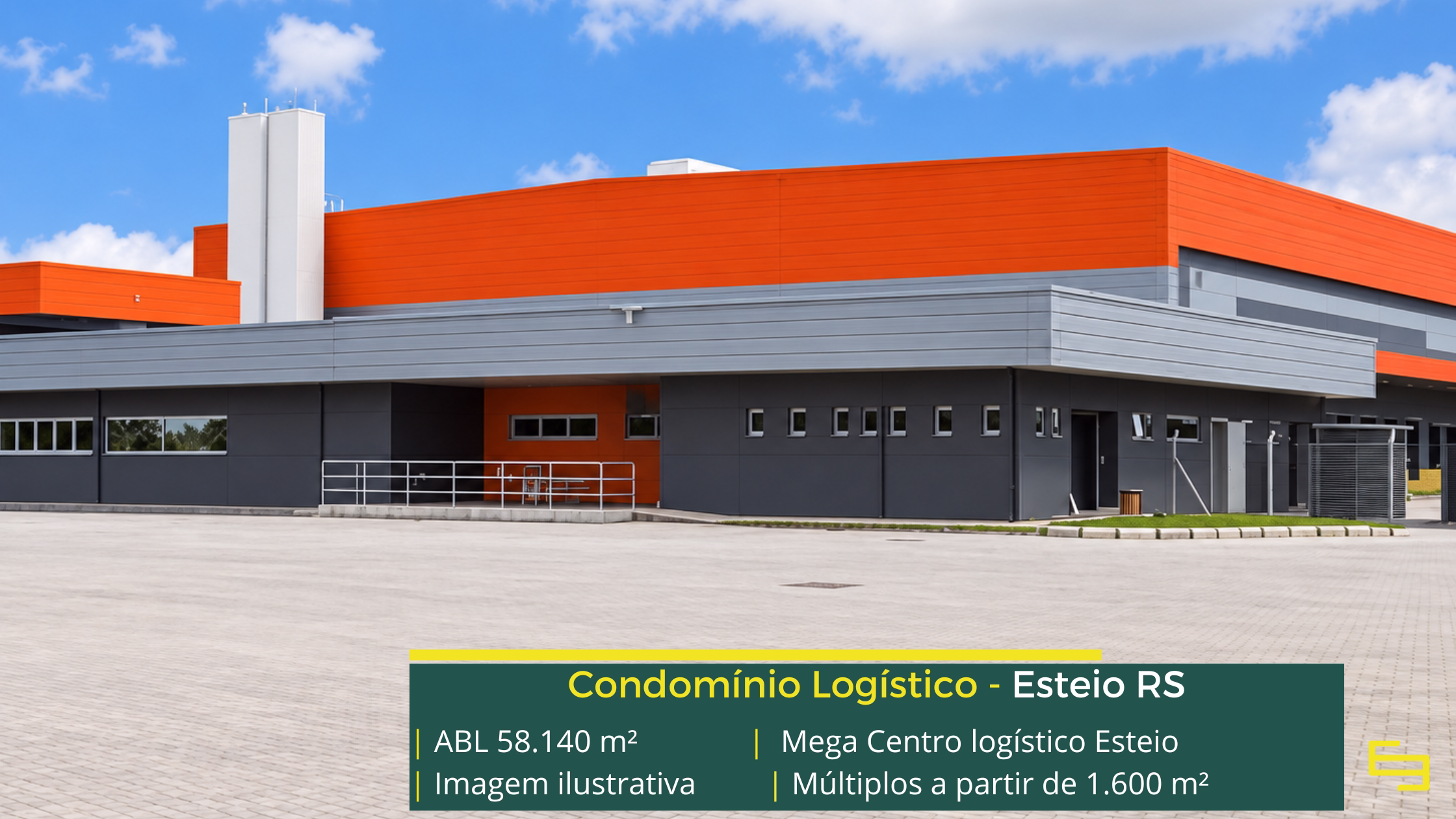 Mega Centro Logístico Esteio: 58.140 m² de ABL, módulos a partir de 1.600 m², docas e estrutura para centro logístico em Esteio.