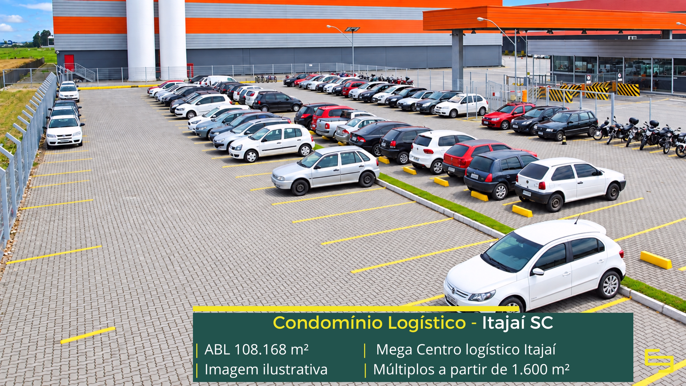 Mega Centro Logístico Itajaí: centro logístico em Itajaí SC com módulos a partir de 1.600 m², 4 docas por módulo e piso para 5 t/m².
