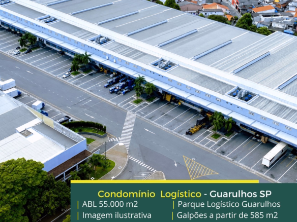 Galpões em Guarulhos para alugar - Parque Logístico Guarulhos. Condomínio logístico com galpão em Guarulhos SP, com segurança e docas