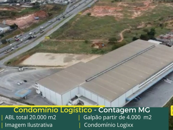 Locação de galpão em Contagem MG - Condomínio Logixx. Aluguel e Galpões em Contagem MG a partir de 4000 m2, docas, altura de 12 metros, CFTV