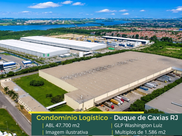 Aluguel de Galpão em Duque de Caxias RJ - GLP Washington Luiz. Condomínio com portaria e segurança 24 horas, Docas, Pátio Asfaltado.