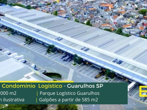 Galpões em Guarulhos para alugar - Parque Logístico Guarulhos. Condomínio logístico com galpão em Guarulhos SP, com segurança e docas