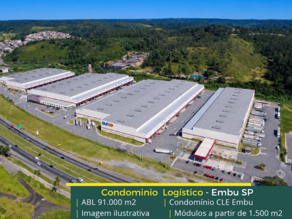 Galpão em Embu das Artes SP - CLE Centro Logístico Embu. Aluguel de Galpões em Embu SP com docas, pátio, estacionamento e segurança 24 hs