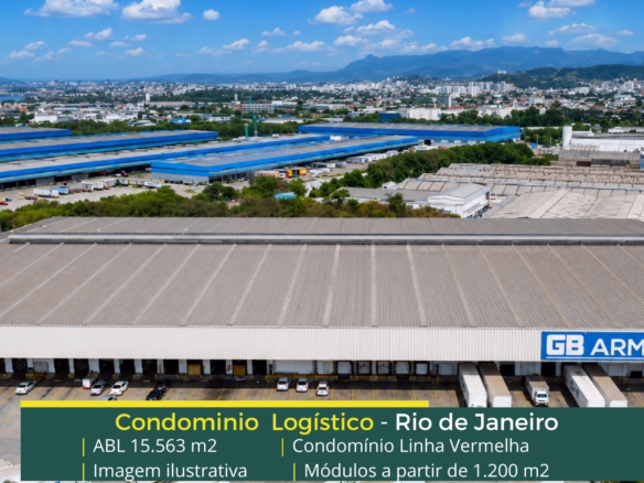 Locação de Galpões em Duque de Caxias - Condomínio logístico Linha Vermelha. Portaria e segurança 24 horas. Galpão com doca, altura 12 metros