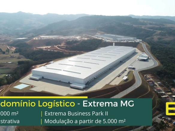 Galpão Para Alugar em Extrema MG - Extrema Business Park - Bloco 2. aluguel de galpões em Extrema com portaria e segurança docas e pátio
