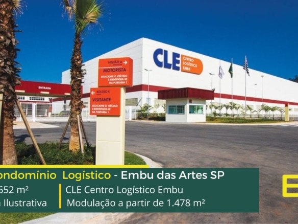 Galpão em Embu das Artes SP - CLE Centro Logístico Embu. Aluguel de Galpões em Embu SP com docas, pátio, estacionamento e segurança 24 hs