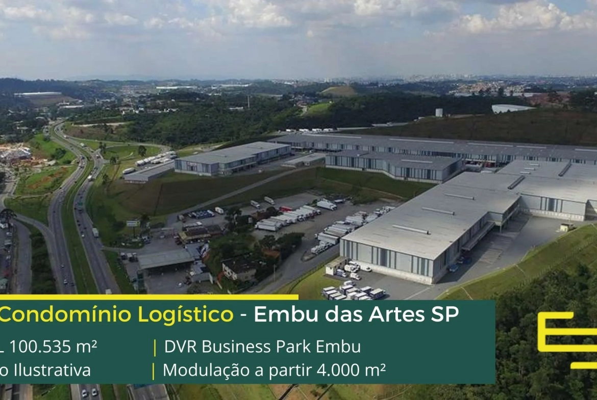 Galpão locação Embu das Artes - DVR Business Park Embu. Aluguel de galpões em Embu das Artes SP com portaria e segurança 24 horas, docas