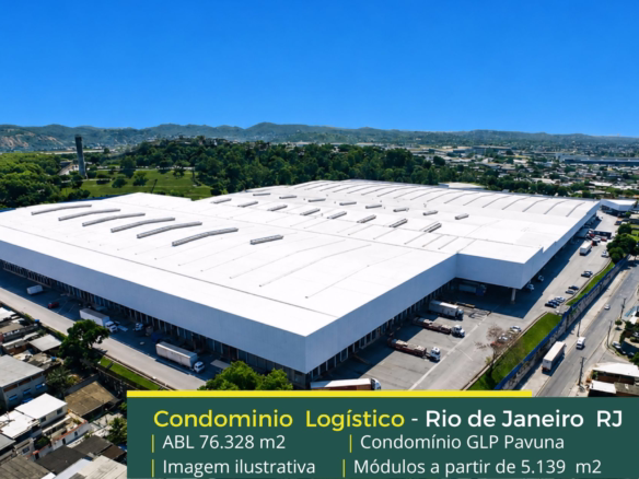 Galpão para Locação no Rio de Janeiro - GLP Pavuna. O Condomínio logístico, com portaria e segurança 24 horas, docas e pátio de manobras.