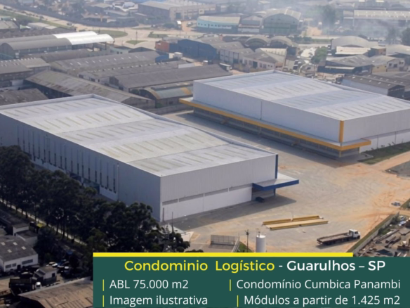 Galpão Logístico em Guarulhos SP. Condomínio Cumbica Panambi. Galpão/Armazém/Centro de Distribuição para alugar em Guarulhos e São Paulo