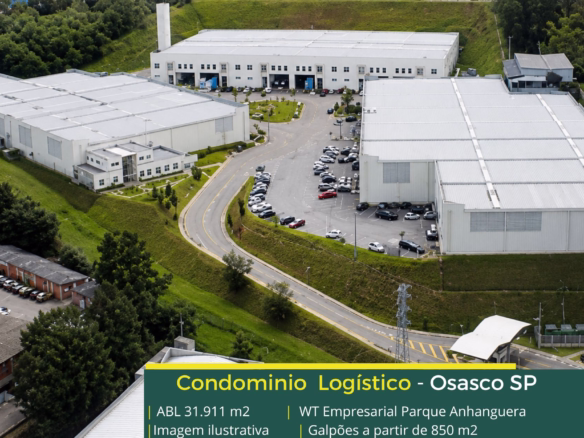 Galpões em Osasco SP - WT Empresarial Park Anhanguera. Galpões com altura de 9 metros, piso com capacidade para 3 toneladas/m² e docas.