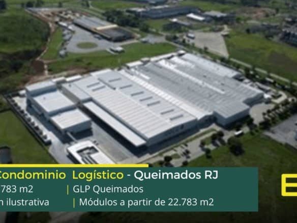 Aluguel de Galpão em Queimados. Possui área bruta locável de 22.783 m² e não possuí módulos. Conta ainda com pé-direito de 10 a 12 metros