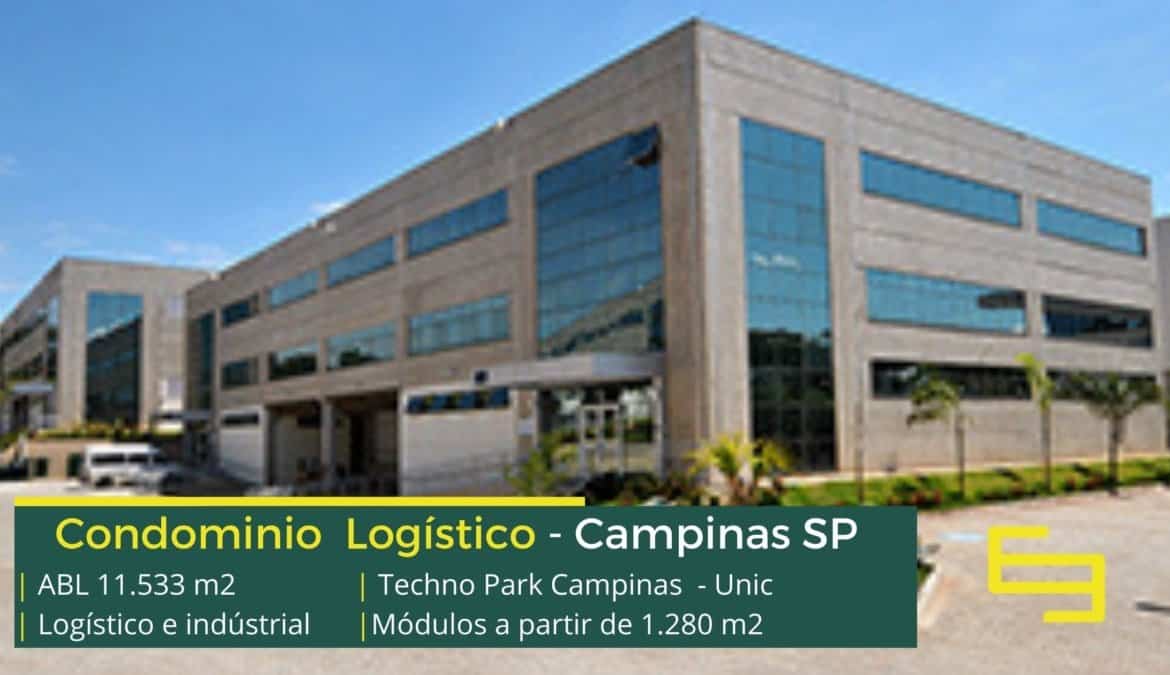 Galpão em Campinas SP - Techno Park Campinas - UNIC. Galpões/Armazéns e condomínios logísticos para locação em Campinas e na região