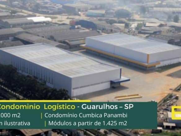Galpão Logístico em Guarulhos SP. Condomínio Cumbica Panambi. Galpão/Armazém/Centro de Distribuição para alugar em Guarulhos e São Paulo