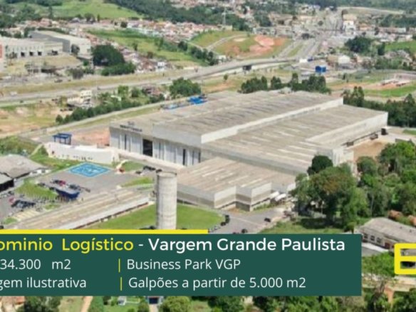 Galpões em Vargem Grande - Business Park VGP. Os galpões possuem altura de 12 metros, piso industrial e polido, docas, Portaria 24 horas