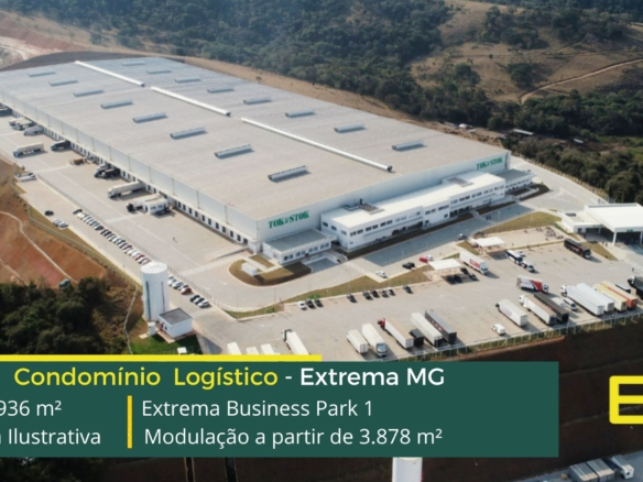 Locação de Galpões em Extrema MG - Extrema Business Park 1 . Galpão para alugar em Extrema com docas, pátio, portaria e segurança 24 horas
