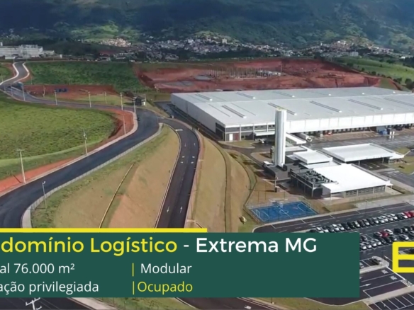 Galpões Para Locação em Extrema MG - LOG Extrema. Condominio logístico com portaria e segurança. Galpão com docas, altura de 12 metros