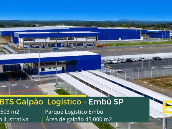 Locação de Galpão em Embu - Parque Logístico Embu. Aluguel de galpões em Embu SP com pisos nivelados a laser, docas, portaria e segurança