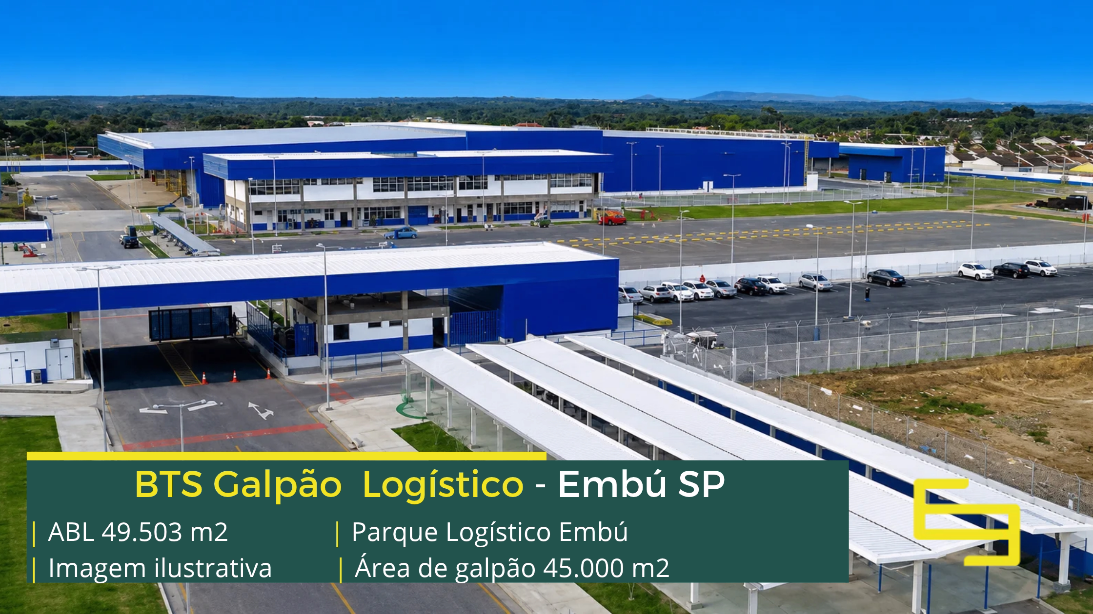 Locação de Galpão em Embu - Parque Logístico Embu. Aluguel de galpões em Embu SP com pisos nivelados a laser, docas, portaria e segurança