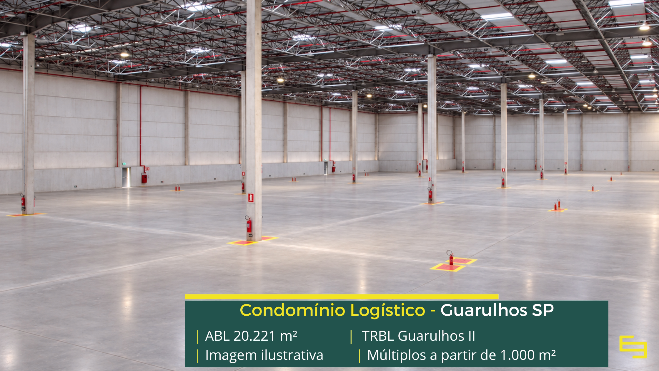 TRBL Guarulhos II: galpão logístico em Guarulhos com 20.221 m² de ABL, 10 módulos, pé-direito de 12,3 m e piso para 6 t/m².