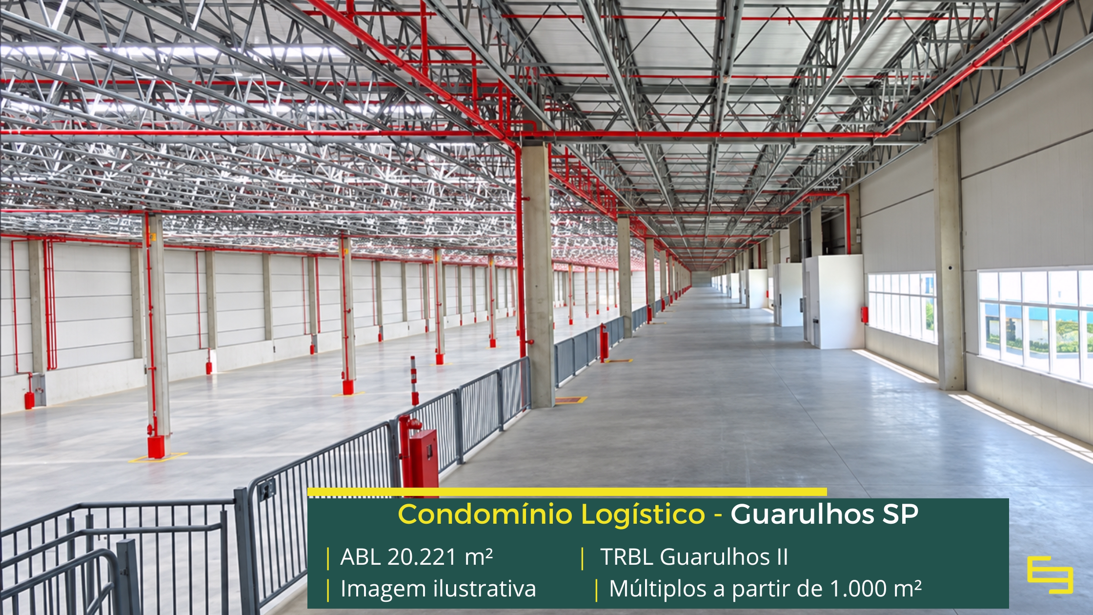 TRBL Guarulhos II: galpão logístico em Guarulhos com 20.221 m² de ABL, 10 módulos, pé-direito de 12,3 m e piso para 6 t/m².