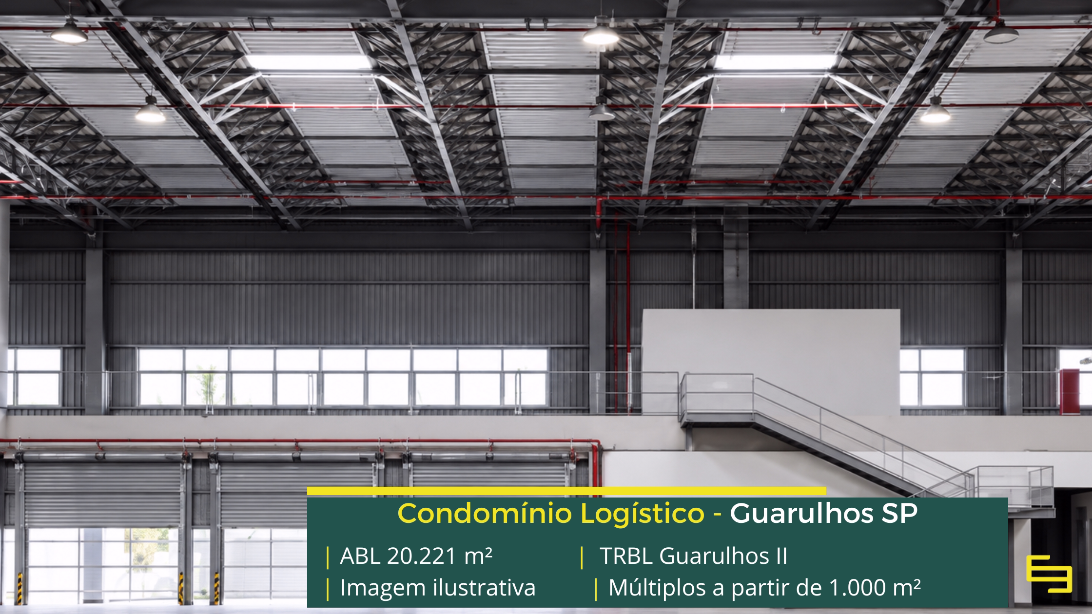 TRBL Guarulhos II: galpão logístico em Guarulhos com 20.221 m² de ABL, 10 módulos, pé-direito de 12,3 m e piso para 6 t/m².