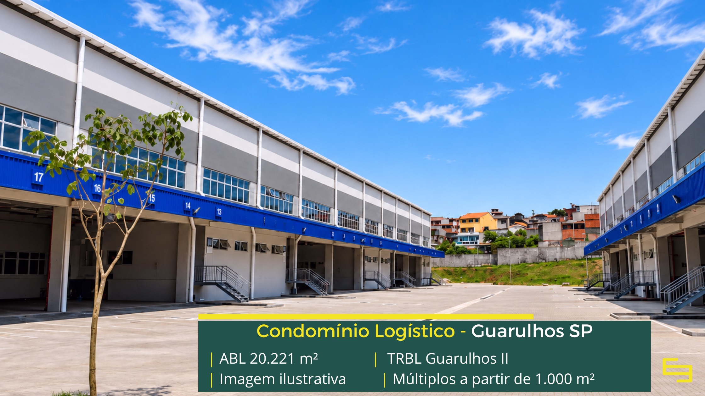 TRBL Guarulhos II: galpão logístico em Guarulhos com 20.221 m² de ABL, 10 módulos, pé-direito de 12,3 m e piso para 6 t/m².