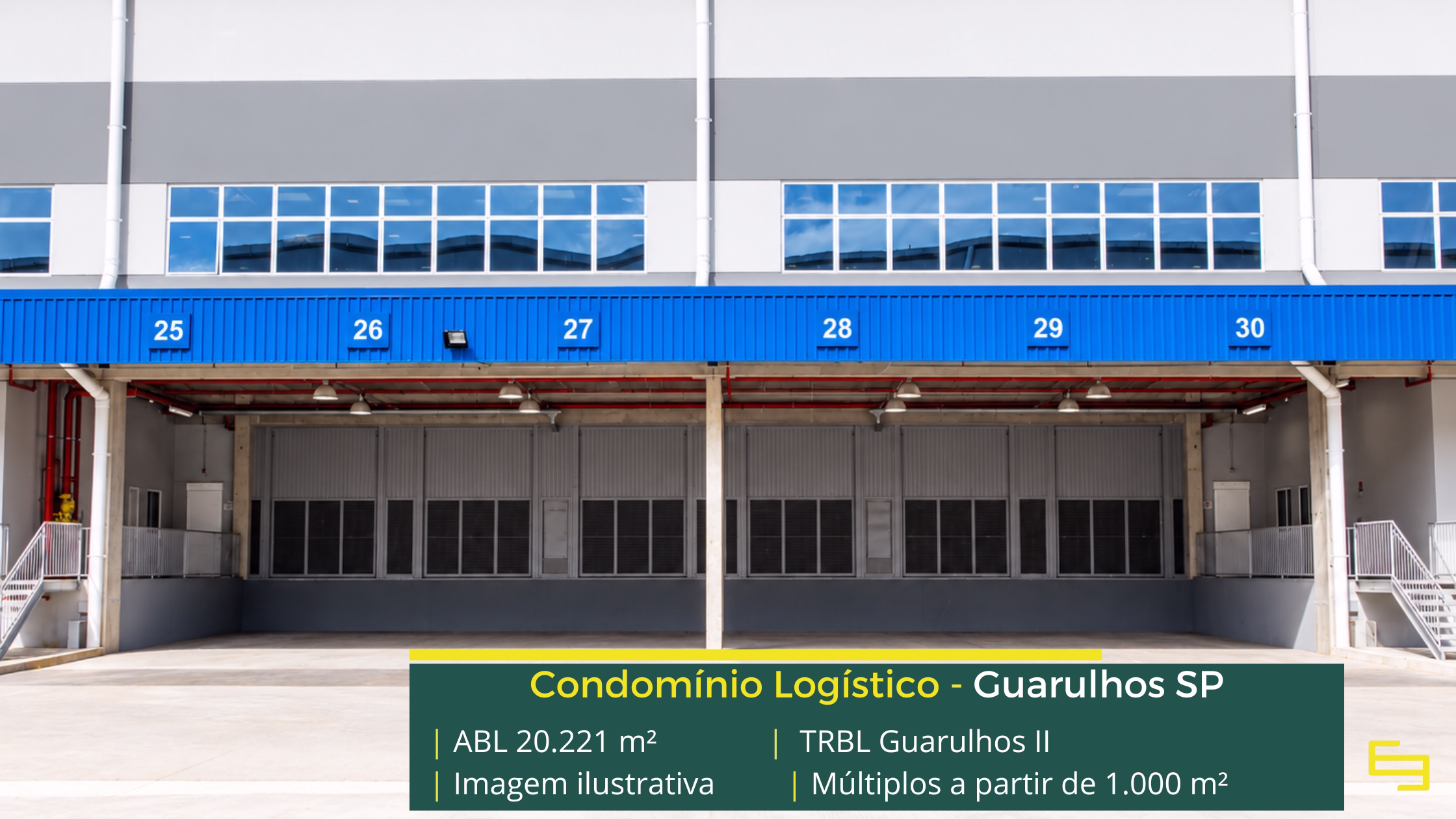 TRBL Guarulhos II: galpão logístico em Guarulhos com 20.221 m² de ABL, 10 módulos, pé-direito de 12,3 m e piso para 6 t/m².