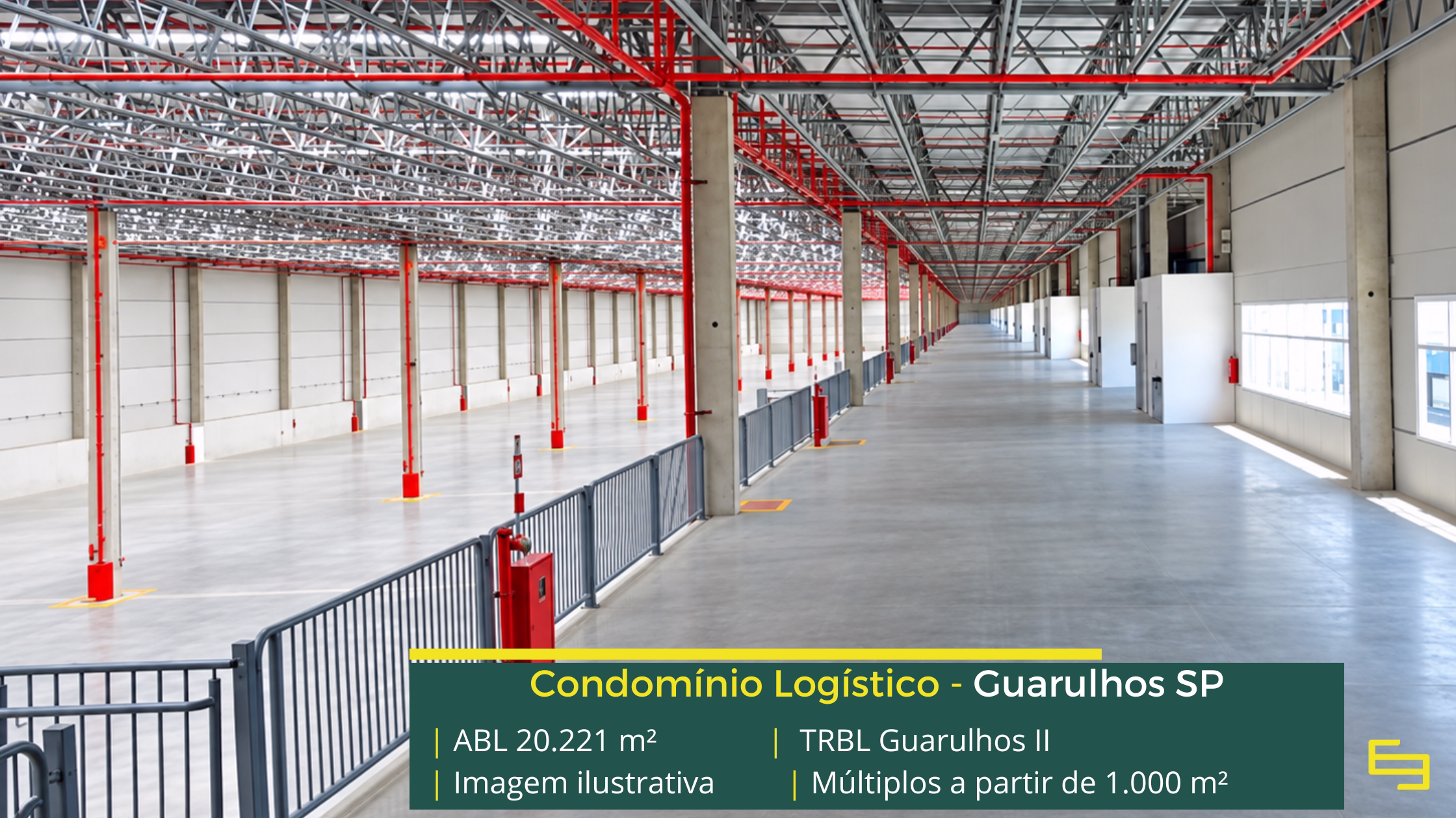 TRBL Guarulhos II: galpão logístico em Guarulhos com 20.221 m² de ABL, 10 módulos, pé-direito de 12,3 m e piso para 6 t/m².