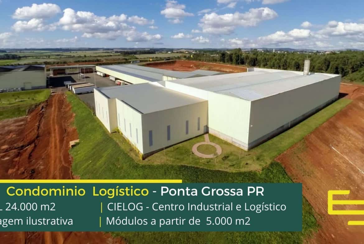 Galpões em Ponta Grossa PR - Cielog. Aluguel de galpão em Ponta Grossa PR, com docas, altura de 12 metros, pátio, portaria e segurança 24 hs