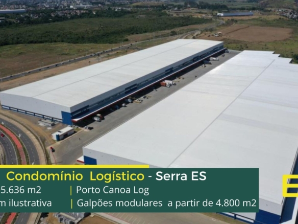 Aluguel de Galpão em Serra ES - Porto Canoas Log, Aluguel de Galpões em Serra com 5000 m2 com docas. 12 metros de altura, segurança 24 hs