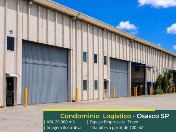 Espaço Empresarial Trevo - Aluguel de Galpões em Osasco SP. Galpões Industriais: módulos de 720 a 3.350 m². Pé direito de 9 metros. Portaria.