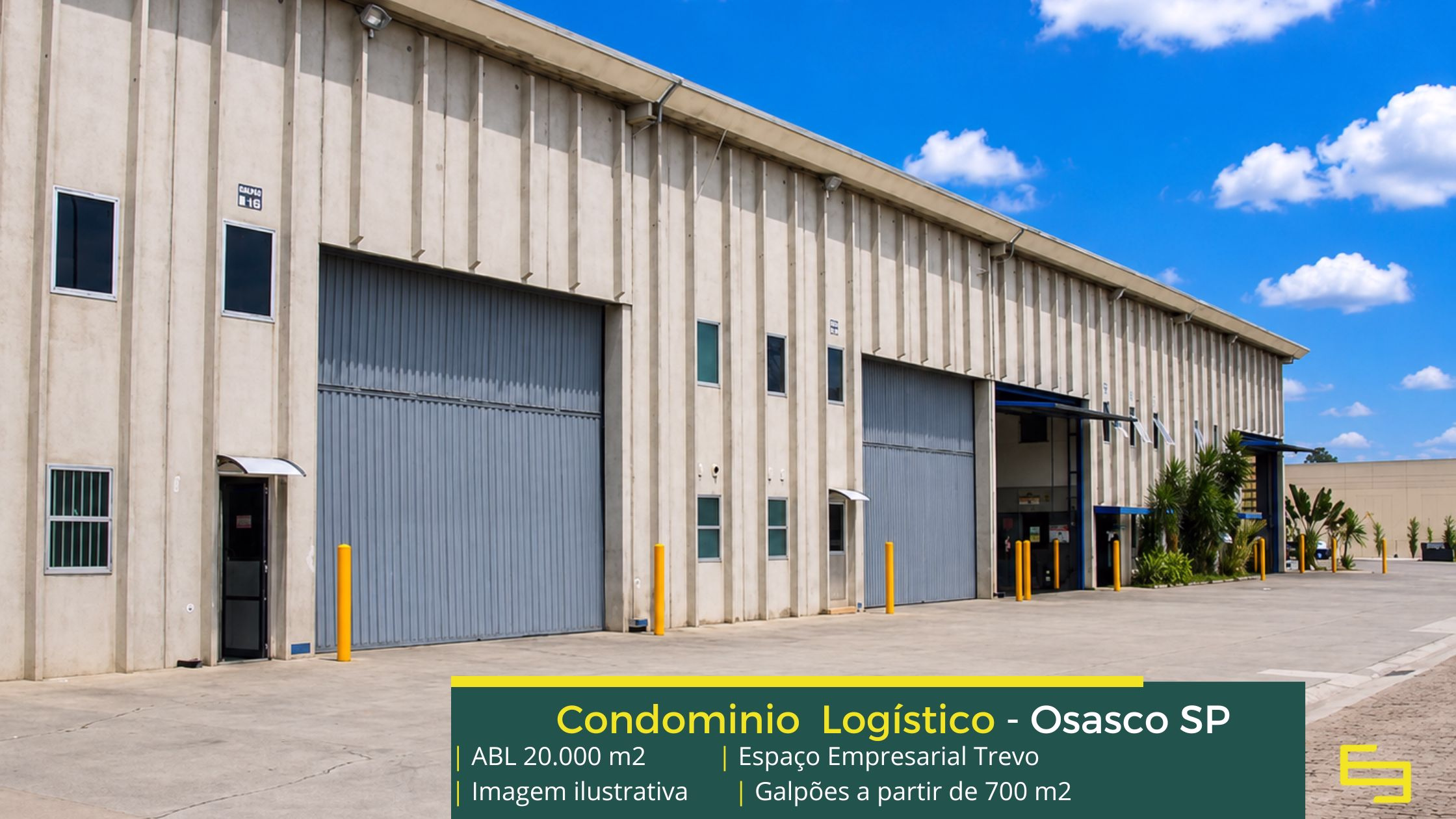 Espaço Empresarial Trevo - Aluguel de Galpões em Osasco SP. Galpões Industriais: módulos de 720 a 3.350 m². Pé direito de 9 metros. Portaria.