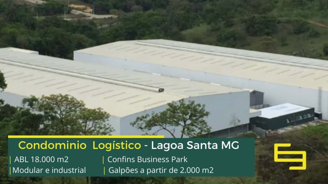 Confins Business Park Aluguel de Galpões em Confins MG. Empreendimento com 16.000 m2 de ABL. Docas, Altura de 12 Metros, Amplo Pátio. Próximo ao Aeroporto.