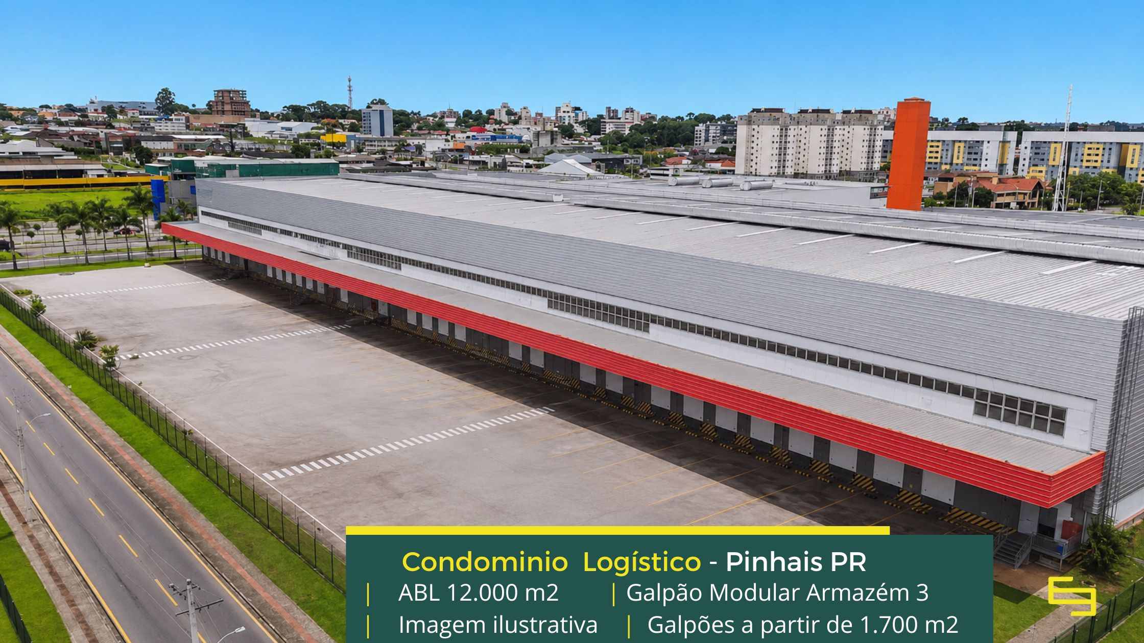 Galpão Modular Armazém 3 Aluguel de Galpões em Pinhais PR - Galpão Modular Armazém 3. galpão com docas, piso industrial, altura de 12 metros. Portaria e segurança