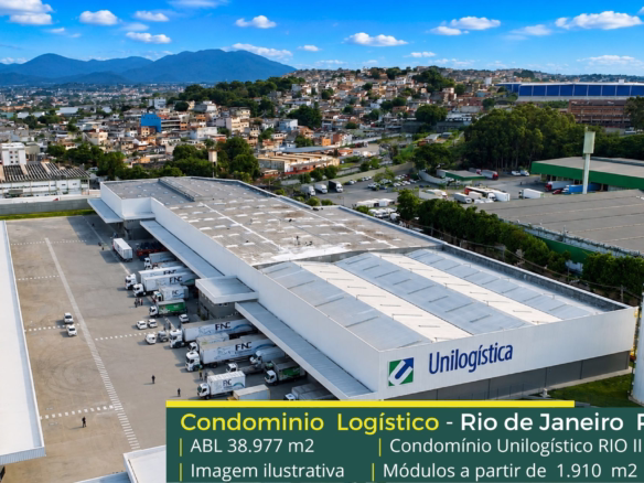 Galpão logístico para alugar no Rio de Janeiro - Unilogística Business Park III. Galpões/Armazéns com Pé direito Livre de 12 metros e docas