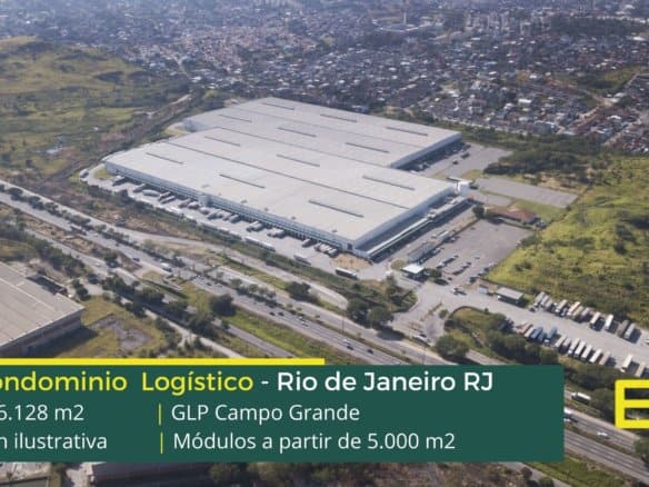 Galpão no Rio de Janeiro RJ - GLP Campo Grande. Aluguel de galpão com docas, altura de 12 metros. Portaria e segurança 24 horas