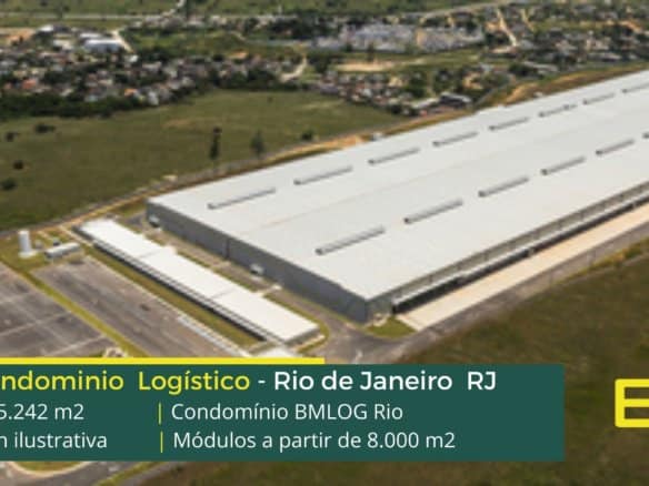 Galpão Rio de Janeiro RJ - BMLOG Rio. Os galpões que podem ser ocupados em módulos de 8000 m2, com projeção para 120.000 m2. Segurança 24 Hs