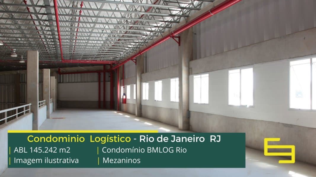 Galpão Rio de Janeiro RJ - BMLOG Rio. Os galpões que podem ser ocupados em módulos de 8000 m2, com projeção para 120.000 m2. Segurança 24 Hs