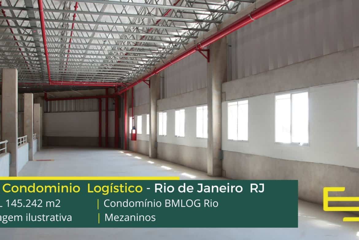 Galpão Rio de Janeiro RJ - BMLOG Rio. Os galpões que podem ser ocupados em módulos de 8000 m2, com projeção para 120.000 m2. Segurança 24 Hs
