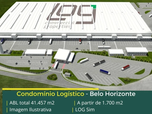 Aluguel de Galpão em Belo Horizonte MG - LOG SIM. Condomínio logístico com portaria e segurança. Galpões com docas, Altura de 12 metros.