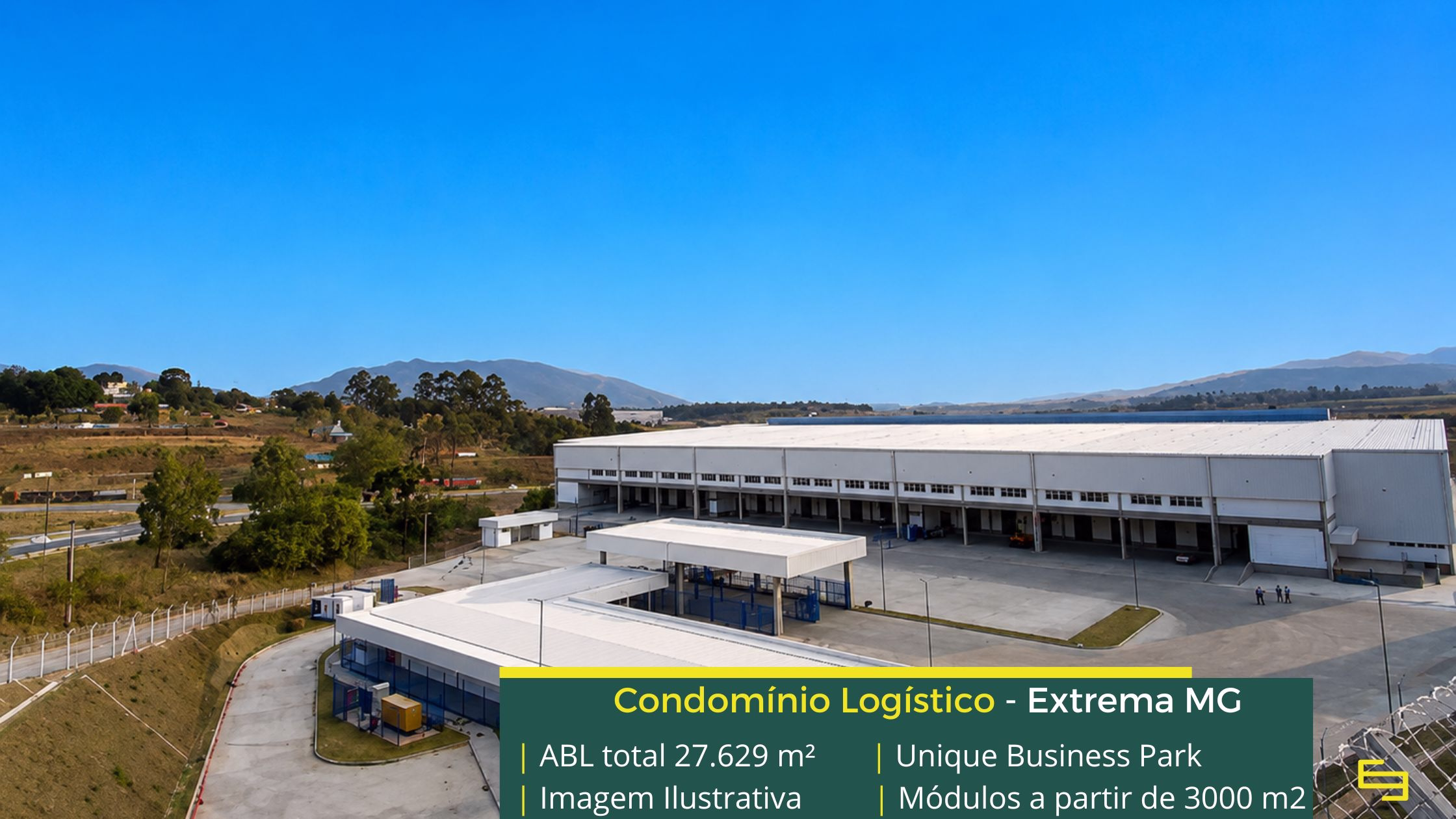 Aluguel de galpão em Extrema - Unique Business Park. Aluguel de galpões em Extrema MG em condomínio logístico com portaria, docas e pátio