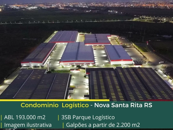 Aluguel de Galpão em Nova Santa Rita RS - 3SB Parque Logístico. Galpões em Porto Alegre segurança 24 horas, galpões com amplo pátio e docas