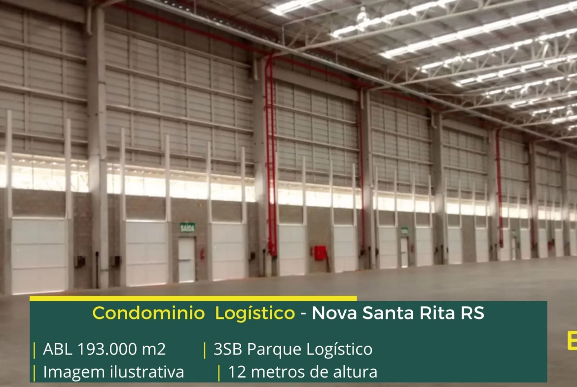 Aluguel de Galpão em Nova Santa Rita RS - 3SB Parque Logístico. Condomínio logístico com segurança 24 horas, galpões com amplo pátio e docas