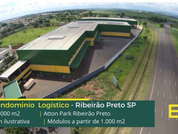 Galpão em Ribeirão Preto SP - Atton Park Ribeirão Preto. Locação de galpões em Ribeirão Preto com Altura de 12 metros. 04 docas por módulo.