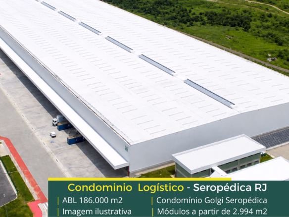 Galpões em Seropédica RJ - Golgi Seropédica. Os galpões para alugar contam com altura de 12 metros. 8 docas por módulo. Portaria e Segurança
