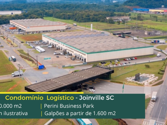 Galpões em Joinville - Perini Business Park . galpão para alugar em Joinville com 12 metros de pé direito, docas, portaria e segurança 24 hs